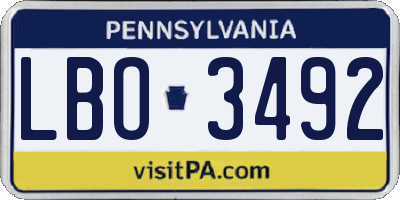 PA license plate LBO3492