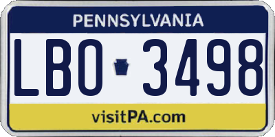 PA license plate LBO3498