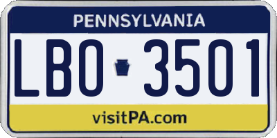 PA license plate LBO3501