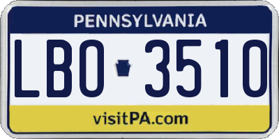 PA license plate LBO3510