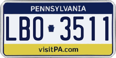 PA license plate LBO3511
