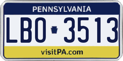 PA license plate LBO3513