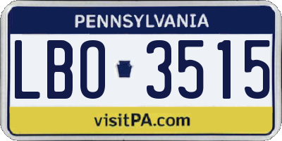 PA license plate LBO3515