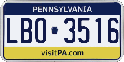 PA license plate LBO3516