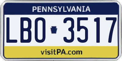 PA license plate LBO3517