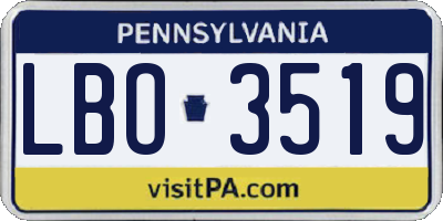 PA license plate LBO3519