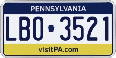 PA license plate LBO3521