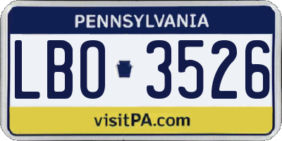 PA license plate LBO3526