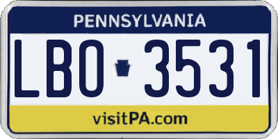 PA license plate LBO3531