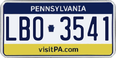 PA license plate LBO3541