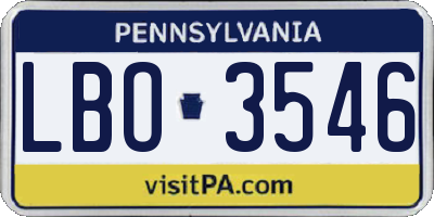 PA license plate LBO3546