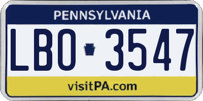PA license plate LBO3547