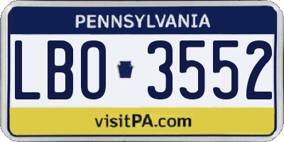 PA license plate LBO3552