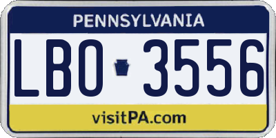 PA license plate LBO3556