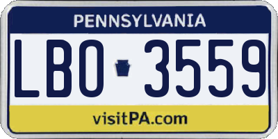 PA license plate LBO3559