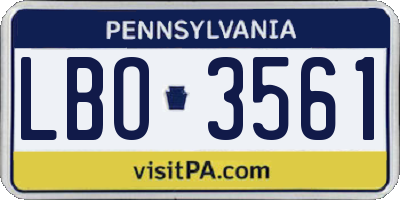 PA license plate LBO3561