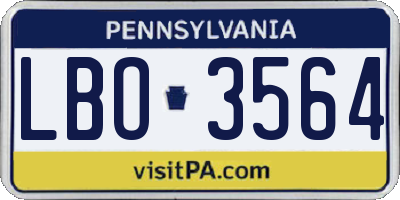PA license plate LBO3564