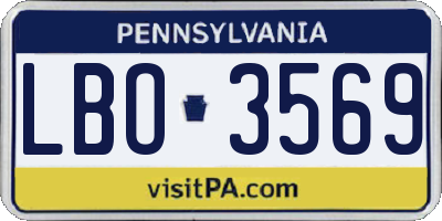 PA license plate LBO3569