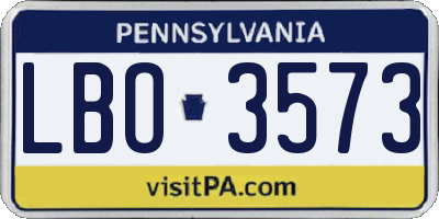 PA license plate LBO3573