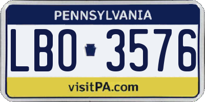 PA license plate LBO3576