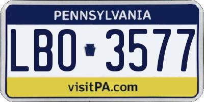 PA license plate LBO3577
