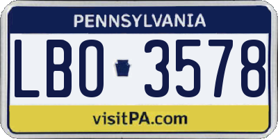 PA license plate LBO3578