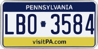 PA license plate LBO3584