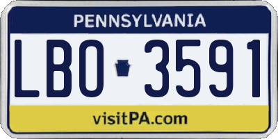 PA license plate LBO3591