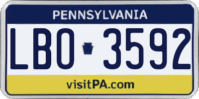 PA license plate LBO3592