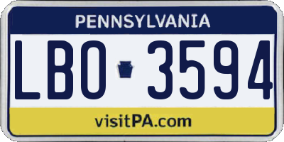 PA license plate LBO3594