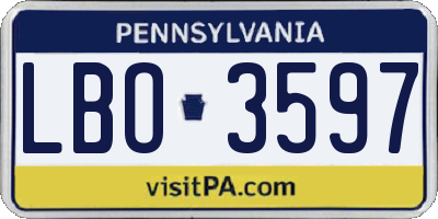 PA license plate LBO3597