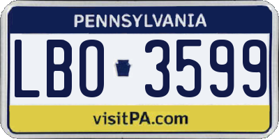 PA license plate LBO3599
