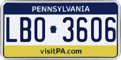 PA license plate LBO3606