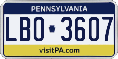 PA license plate LBO3607