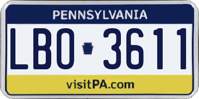 PA license plate LBO3611