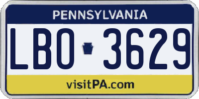 PA license plate LBO3629