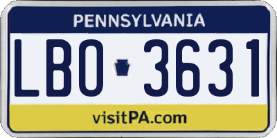 PA license plate LBO3631