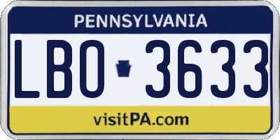 PA license plate LBO3633
