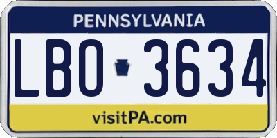PA license plate LBO3634
