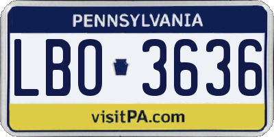 PA license plate LBO3636