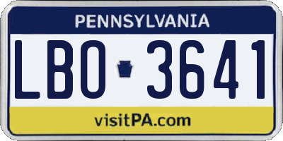 PA license plate LBO3641