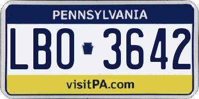 PA license plate LBO3642