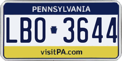 PA license plate LBO3644