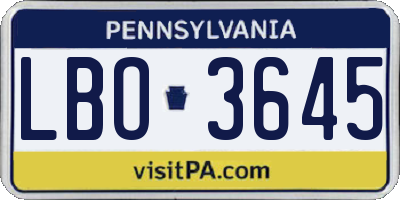 PA license plate LBO3645