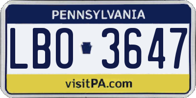 PA license plate LBO3647