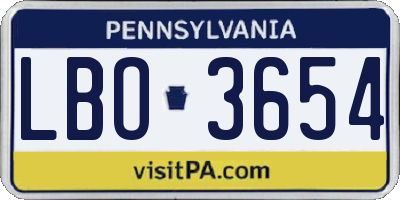 PA license plate LBO3654