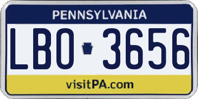 PA license plate LBO3656