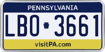 PA license plate LBO3661