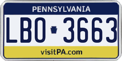PA license plate LBO3663