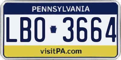 PA license plate LBO3664
